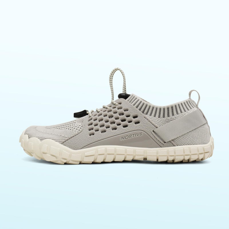 NORTIV 8 Womens Barefoot Water Sports Shoes - Outdoor Athletic Pool Swim Hiking Aqua Shoes, Beige/Light/Grey - 8.5 (Treklady-2) - Image 2